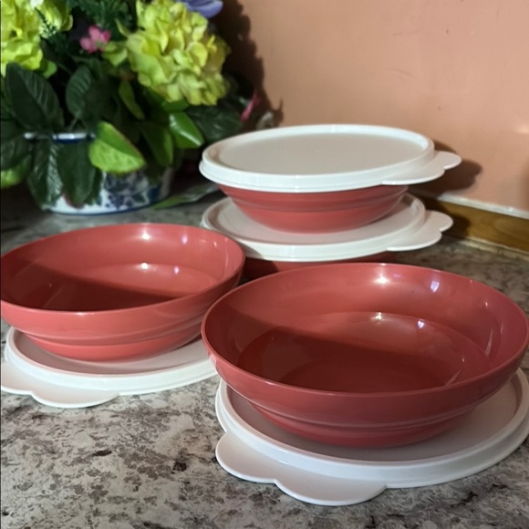 Collapsible Red Food Storage Bowls with Lids - Picture 3 of 5